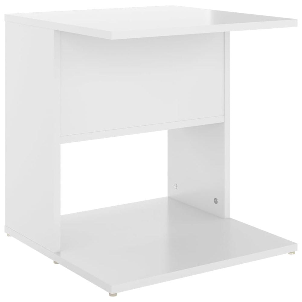 Vidaxl Príručný stolík lesklý biely 45x45x48 cm drevotrieska